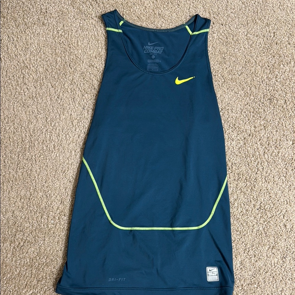 Nike Compression Tank Blue Yellow Performance Fit